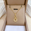 Double Rings 304 Stainless Steel Micro Pave Clear Cubic Zirconia Pendant Necklaces FS-WG3DD11-01-2