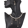 Star Brass Micro Pave Cubic Zirconia Charm Necklaces & Hoop Earring Sets SJEW-JS01318-2