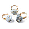 Adjustable Natural Aquamarine Finger Rings RJEW-T019-02E-KC-1