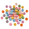 Fashewelry 80Pcs 8 Colors Printed Natural Wood Beads WOOD-FW0001-11-2