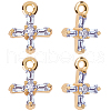Beebeecraft 10Pcs Brass Clear Cubic Zirconia Tiny Cross Charms KK-BBC0015-92-1