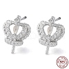 Rhodium Plated 925 Sterling Silver Stud Earring Findings STER-M115-14P-1