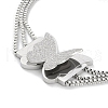 Non-Tarnish 304 Stainless Steel 3-Strand Box Chain Butterfly Link Bracelets for Women BJEW-C071-01P-2