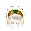 Green Cubic Zirconia Rectangle Chunky Open Cuff Ring for Women X-RJEW-N035-095-2