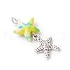 7Pcs 7 Styles Dyed Synthetic Turquoise Starfish & Alloy Sea Animals Pendants PALLOY-JF03754-03-4