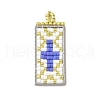Handmade Glass Seed Beaded Rectangle with Cross Pendants PALLOY-MZ00616-03-1