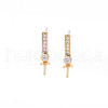 Brass Micro Pave Clear Cubic Zirconia Stud Earring Findings KK-S364-049-1