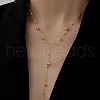 304 Stainless Steel Ball Chain Long Tassel Y Necklaces for Women FS-WG75565-01-3