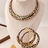 Leopard Print Pattern Ring Alloy Bib Choker & Hoop Earrings Sets FS-WG29BE7-01-3