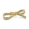 Rack Plating Brass Micro Pave Clear Cubic Zirconia Twister Clasps KK-F863-04G-1