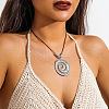 Bohemian Style Alloy Spiral Shell Shaped Pendant Faux Suede Cord Necklaces for Women WG2E11B-03-1