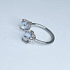 Double Claws 304 Stainless Steel Cubic Zirconia Hoop Lip Rings FS-WG1AB27-22-2