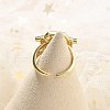 Brass Micro Pave Clear Cubic Zirconia Open Cuff Rings for Women Men KK-B124-12G-3