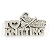 Tibetan Style Phrase I Love Knitting Alloy Charms TIBEP-Q054-01AS-RS-1