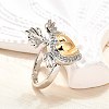 Gothic Style Brass Micro Pave Clear Cubic Zirconia Cuff Rings for Women RJEW-U051-02A-GP-3