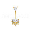 304 Stainless Steel Pave Clear Cubic Zirconia Curved Barbell Belly Rings FS-WG7A03F-02-1