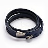 3-Loop Cowhide Leather Wrap Bracelets BJEW-F173-05-2