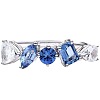 Rectangle Horse Eye Triangle Brass Micro Pave Clear & Blue Cubic Zirconia Finger Rings for Women FS-WG723F9-04-5