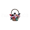 Flower Basket Antique Golden Alloy Rhinestone Brooches PW-WG6DF7D-01-5