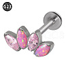 G23 Titanium with Cubic Zirconia Internally Threaded Labrets WGA6216-12-1