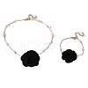 Rose Cloth & Plastic Pearl Pendant Necklaces & Charm Bracelets Sets FS-WG981E4-03-2
