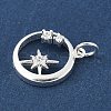 925 Sterling Silver Pave Clear Cubic Zirconia Ring with Star Pendants STER-R013-10S-2