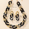 Alloy & Acrylic Oval Link Chain Necklaces & Stud Dangle Earrings Sets FS-WG559CE-01-3
