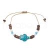 3Pcs Ocean Theme Starfish Turtle Synthetic Turquoise & Coconut Braided Bead Bracelet Sets BJEW-JB11463-3