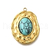 Oval 304 Stainless Steel Pendants STAS-H201-06G-1