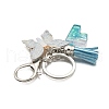 26Pcs Transparent Epoxy Resin & Transparent Acrylic & Faux Suede Tassel Keychain KEYC-JKC01202-06-4