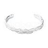 Non-Tarnish 304 Stainless Steel Textured Open Cuff Bangles for Women STAS-B068-02P-2
