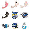 Kissitty 9pcs 9 style Alloy Enamel Brooches JEWB-KS0001-06-1
