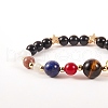 Round Natural Mixed Stone Braided Bead Bracelet Sets BJEW-SW00009-6