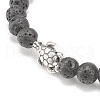 Natural Lava Rock & Alloy Beaded Stretch Bracelet BJEW-JB08309-5