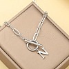 Stainless Steel Paperclip Chain Initial Necklaces with OT Clasps WGD6039-14-1