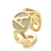 Brass Micro Pave Clear Cubic Zirconia Open Cuff Rings for Women RJEW-K289-02G-A-4