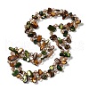 Dyed Natural Shell Chip & Faceted Rondelle Glass Beaded Long Necklaces for Women NJEW-S456-02-1