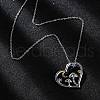 Brass Blue Cubic Zirconia Mushroom Heart Pendant Necklaces for Women NJEW-C067-01P-3