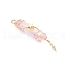 3Pcs 3 Styles Electroplated Natural Quartz Crystal Pointed Copper Wire Wrapped Pendants PALLOY-JF03766-05-4