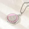 316 Surgical Stainless Steel Aromatherapy Diffuser Perfume Hollow Flat Round Pendant Box Chain Necklaces NJEW-R016-01P-03-2