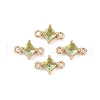 Brass Pave Glass Rhombus Links Connector Charms GLAA-Q088-001I-1