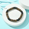 Natural Lava Rock & Coconut Disc Beaded Stretch Bracelet BJEW-JB09805-2