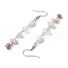 Natural Cultured Freshwater Pearl with Natural & Synthetic Gemstone Dangle Earrings EJEW-JE06459-6