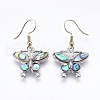 Abalone Shell/Paua Shell Dangle Earrings EJEW-F147-A04-1
