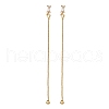 Rectangle Brass Micro Pave Clear Cubic Zirconia Ear Thread EJEW-S274-02G-4