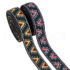 BENECREAT 6 Yards 2 Colors Ethnic Style Embroidery Flat Polyester Elastic Triangle Jacquard Rubber Cord/Band OCOR-BC0007-68-1