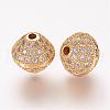 Brass Micro Pave Cubic Zirconia Beads ZIRC-G097-06G-1