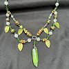 Leaf Pointed Alloy & Glass Pendant Necklaces FS-WGD0F8B-01-3