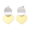 Two Tone Heart Brass Dangle Stud Earrings for Women EJEW-U057-02GP-B-4
