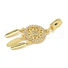 Brass Clear Cubic Zirconia Woven Web/Net with Feather European Dangle Charms KK-U050-01G-2